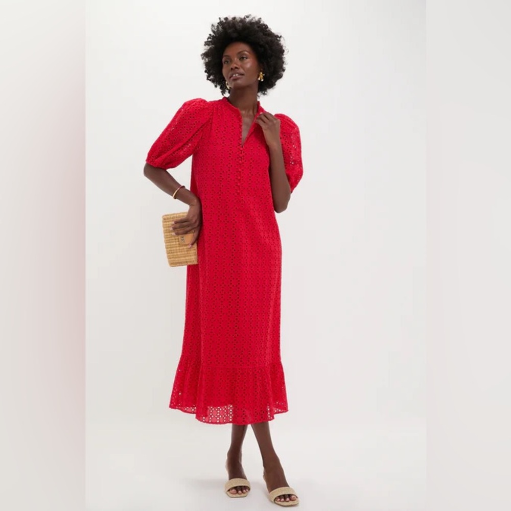 Tuckernuck HYACINTH HOUSE Red Eyelet Tryall Midi Dress